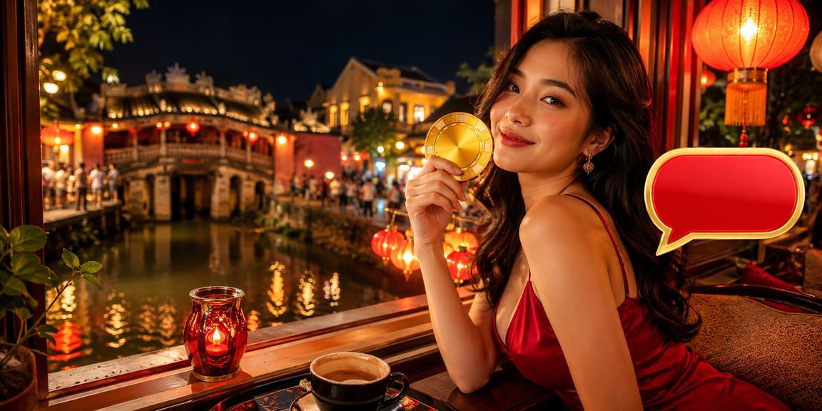Quán cà phê Hội An minh họa thói quen xem thông tin xổ số nhẹ nhàng